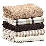 Olivia Rocco 5 Pack Terry Kitchen Tea Towels Cotton Super Absorbent Quick Drying Soft Towel Cloth, Natural