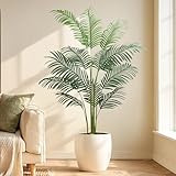 Artificial Plants Indoor Outdoor Fake Palm Tree 160cm/5.25FT Lifelike Large Fake Plant with 12 Leaves, Perfect Faux Plants in Pot for House Garden Home Office Decoration Housewarming Gift (1Pack)