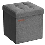 SONGMICS Storage Ottoman, Storage Bench, Footrest, Bed End Stool, for Living Room, Bedroom, 30 x 30 x 30 cm, Dark Grey LSF028G20
