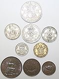 1948 Complete Circulating British Coin Year Set Very Fine or Better Condition 9 Coins in Individual Clear Envelopes