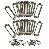sourcing map Metal Label Holders, 60x17mm 20pcs File Name Card Tag Label Holder Frame for Office Library Drawer Cabinet Shelves, Bronze Tone
