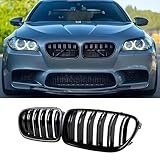 Haoyijiahui F10 Front Kidney Grille for BMW 5 Series F10 F11 M5 Kidney Grille F11 Grill Double Slats Glossy Black 2010-2017 (For 5er F10 2010-2017)