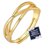 Sterling Silver Thumb Rings for Women S925 Gold Rings Cubic Zirconia Eternity Ring Minimalist Gold Ring Adjustable Open Ring for Girl With Inspirational Card