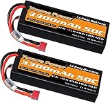 3S LiPo Battery 11.1V RC Lipo Batteries 3300mAh 50C Hard Case with Deans T Plug Compatible with HPI Losi RC Car Truck Boat Airplane Helicopter (2 Packs)