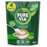 Pure Via Stevia Sugar Alternative - Gluten Free and Zero Calorie Natural Sweetener - 250g X 4, Equivalent to 1kg