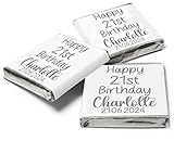 Personalised Written Chocolate Neapolitan Squares Wedding Party Favour Birthday Gift Anniversary Baby Shower Christmas Easter Halloween Valentine Eid Diwali Custom Own Design (10, Silver Foil)