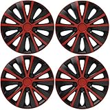 UKB4C 4 x Back & Red Alloy Look Wheel Trims Hub Caps 14" fits Citroen C1 C2 C3 C4 Saxo