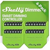 Shelly Dimmer Gen3 Pack of 4 WiFi Smart Dimmers, Home Automation, Dimmable Lights, LED Strips, No Neutral Conductor Required, Smart Schedules, No Hub Required, iOS & Android, Alexa & Google