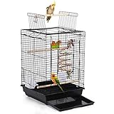 Yaheetech Metal Open Top Bird Cage for Small Parrot Finch Canary Canary Parakeet Cockatiel Travel Cage Black