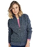 Amber Ladies Knitted Fleece Lined Zip Cardigan with Faux Fur Inner, Long Sleeve Outerwear (Sizes 10–26) Blue 12-14