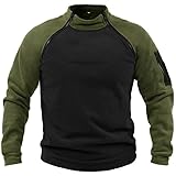 Fleece Pullover Mens Military, Military Outdoor Fleece Jacket Long Sleeve Polar Fleece Casual Jumper Sweaters Warm Tactical Combat Zipper Sweatshirts Army Windproof Pullover Sports Sweater Tops Green
