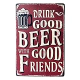 Bar Poster, Metal Vintage Personalised Beer Advertising Poster Sign Plauqe Wall Decor Retro Bar Pub (Red)