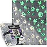 Get Trend Disney Nightmare Before Christmas Glow in the Dark Blanket 130x150cm, Super Soft Fleece Throw Blanket for Sofa & Bed, Warm Cosy & All Season (Black NBC)