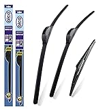 alca Germany Fits Dodge Nitro 2006-2011 Set of 3 Windscreen Wiper Blades Super Flat Front Rear 19"19"H 12"E ASF1919H12E