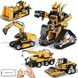 Technic Robot Building Sets, 535PCS 5-IN-1 RC Robot and Car, Remote and App Controlled Building Kit, Rechargeable RC Building Block, Engineering Kits Toys Gifts for Teen Boys Age 8-12 13 14 15+