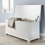Home Source Ottoman Storage Toy Chest Bedding Blanket Box, White, 99cm