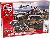 Airfix Diorama Model Building Kits - D-Day Air Assault Miniature Craft Kit, 1/72 Scale Plastic Model Kits for Adults to Build, Incl. Plane Model, Jeeps, Diorama Base & Figures - Military Gifts for Men