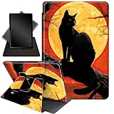 for All-New Amazon Kindle Fire HD 10 Tablet Case (13th Generation, 2023 Release) 10.1", 360 Degree Rotating Stand Cover with Auto Wake Sleep Case for Fire Tablet 10 2023, cat on Branch and Moon