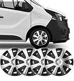 UKB4C 4 x 16 Silver Black Van Trim/Hub Caps Deep Dish Alloy Look fits Vauxhall Vivaro
