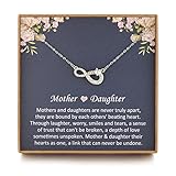 NOURISHLOV Mother and Daughter Necklace, Sterling Silver Infinity with Heart Necklace for Mom, Mum Gifts from Daughter, Mothers Day Gifts, Birthday Jewelry