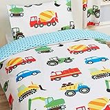 Price Right Home Trucks and Transport Bedroom Range Kids - Duvet Cover Set, Fitted Sheet Set & Curtains Available (Single Duvet Cover Set)