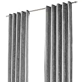 Sienna Silver Grey Crushed Velvet Eyelet Ring Top Pair of Fully Lined Curtains - 66" wide x 54" drop