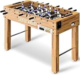 SereneLife Football Table, Freestanding Foosball Table Soccer, Wooden Soccer Game, 2 Balls, Cup Holder, Adjustable Legs for Adults, Kids, Office, Party, Arcade Room – Family Activity