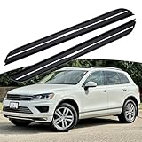 BRYNZAXTOL 2PCS Aluminum 5.1″ Wide Fixed Side Steps with Brackets Fit for VW Volkswagen Touareg 2011-2018 Aftermarket Running Boards Nerf Bars Rails Stepping Plates Pedals (YYH)