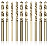 10pcs 5.5mm Drill Bits for Metal, Drill Bit Sets for Metal M35 Cobalt 5% Jobber Straight Shank 135°Gold Finish Metal Drill Bits for Stainless Steel Hard Metal