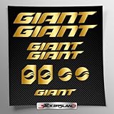 Sticker Kit Compatible with Giant MTB Mountain Bike Frame and Helmet | Decals Sticker Decals Bike Logos | Stickersland® (Shiny Gold Metallic)