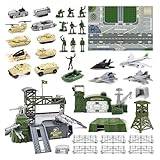 BEOSIOR Military Base Toy Set, Army Men Toys Playset with Military Vehicle Army Action Figures, Weapon Gear Accessories, Army Tank, Airplane and Army Base Play Map for 3 4 5 6 7 8 Year Old Boys Girls