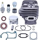 Cylinder and Piston for Stihl 026 MS260 Series Chainsaw, ADEFOL Nikasil 44.7mm Cylinder Kit + Piston + Gaskets + Oil Seals + Spark Plug + Decompression Valve Spare Parts Kit 16 in 1