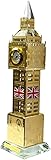 HomeElabador Crystal Glass Big Ben Metallic Souvenir Tower Clock with Changing Lights 19 cm Height (Gold)
