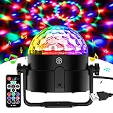 Gobikey Disco Lights, 360°Rotation Sound Activated 【Portable 】 Disco Ball Lights with 4M/13ft USB Power Cable, 3W RGB Party Lights with Remote Control for Birthday/Family Gathering/Party/Home