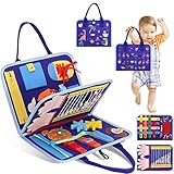 Busy Board for Toddlers, Montessori Sensory Toys Activity Board for Fine Motor Skills, Preschool Educational Learning Gifts for 1 2 3 4 5 Year Old Girls & Boys, Autism Toys, Car Airplane Travel Toy