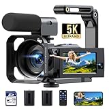5K Camcorder Video Camera, 56MP Dual Lens Wifi IR Night Vision YouTube Vlogging Camera,16X Digital Zoom Touch Screen Cam corder, Camcorder 5K with 64GB SD Card, 2 Batteries, Tripod, Remote Control