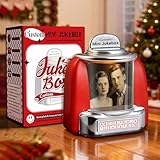 Custom Retro Jukebox Speaker – Personalised Photo, Names & Date Music Mini Player with Radio | Vintage Tabletop Decor & Nostalgic Anniversary, Christmas, Valentine’s Day Gift for Couples, Men & Women