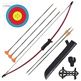 ELONG OUTDOOR Archery Set Recurve Bow and Arrow Set with Target Youth Junior Archery Beginner Longbow Training for Teams Game Gift