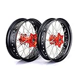 TARAZON Supermoto Wheel Set, 3.5 x 17 Inch Front + 5.0 x 17 Inch Rear Wheels for KTM SX SXF EXC SXS 125-530 03-14
