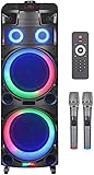 Intimidation HTM-7011 Portable Battery Speaker 2x 10" Bluetooth 9500W PA Sound System Karaoke