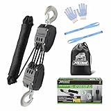 XSTRAP STANDARD Heavy-Duty 2,000LB Rope Hoist Pulley 50 Feet Wheel Block and Tackle System with 2PK 18 Inch Soft Loops for Animal Husbandry, Garage, Warehouse, Constructions, 50FT Black