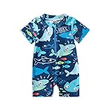 Nicoxijia Baby Boy Swimsuit Swimming Costume Infant Rash Guard Swimwear One Piece Zipper Swimwear Sun Protection Bathing Suit (Blue, 3-6 Months)