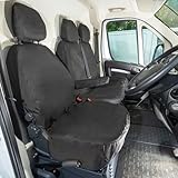 UK Custom Covers SC817BAD4 Tailored Heavy Duty Waterproof Front Seat Covers (NO Split Passenger seat WITH Pull Down Tray) Black - To Fit Vauxhall Movano 2022 Onwards