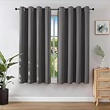 Joydeco Blackout Curtains for Bedroom 46 x 54 Inch, Eyelet Thermal Insulated Energy-saving Drapes for Room Darkening Light Filtering, Short Window Treatments 54 Inch Drop, 2 Panels - Dark Grey