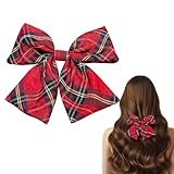Miaija Red Tartan Bow Knot Hair Clip - Scottish Plaid Hair Bow Barrettes - Fashion Christmas Hair Accessories for Women - 1 Count (Pack of 1)