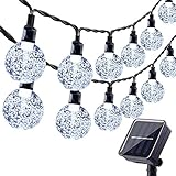 Solar Garden Lights Outdoor, 36ft 60 LED Solar String Lights Waterproof, Solar Powered Crystal Ball Indoor/Outdoor Fairy Lights Decorative for Garden, Patio, Yard, Festival, Parties (White)
