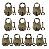 Mini Key Padlock Bear Design, Zliger 10-Piece Vintage-Style Padlocks Antique Bear-Head Key Locks with Keys Zinc Alloy Lock Head Suitable for Diaries, Jewellery Boxes and Suitcases