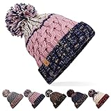 ECOMBOS Winter Knit Beanie Hat - Gradient Color Warm Stretchy Cap, Soft Acrylic Knitted Hat for Cold Weather, Outdoor Sports, Skiing, Cycling Pink