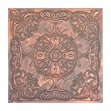 Faux Tin Ceiling Tiles Glue up, Easy Drop-in Installation, (10-Pack,40 sq.ft) Wall Decor for Bar Cafe Club PL71 Rustic Copper 10Piece
