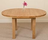 Oak Furniture King Edmonton Oak Extendable Round Dining Table 110-140 cm Round Kitchen Table | 4-6 Seater Extendable Table
